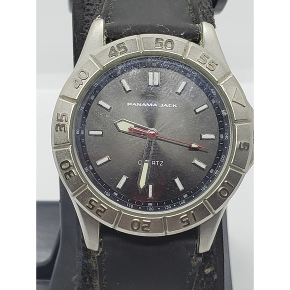 Panama Jack men's sport watch. Velcro adjustable band. Black face
